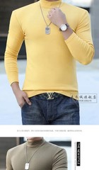 Fashion Men’s Oversize High Collar Long Sleeves Autumn Winter Pure Thermal Shirt