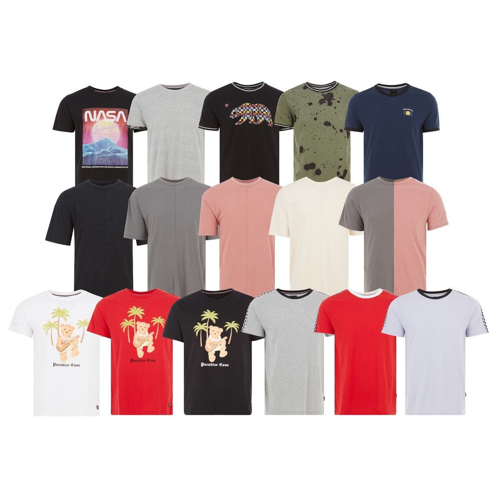 Men’s Slim Fit Casual Short Sleeve Cotton T-Shirt Graphic Tee Solid Bear NASA