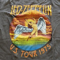 Led Zeppelin U.S. Tour 1975 T-Shirt Mens Large Gray Icarus Graphic Print Cotton