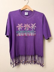 Vintage Kona Hawaii T Shirt Adult Size XL Custom Beaded Bottom 90s Souvenir Tee