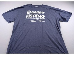 Mens Fishing Grandpa T-Shirt Lot 2 Port & Company Delta 3XL Black Blue Graphic
