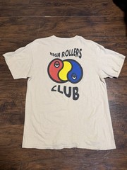ALAB Men’s Beige High Rollers Club Graphic Print Cotton Knit T-Shirt Size L
