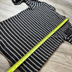 US Polo Assn Thermal Shirt Mens L Grey White Striped Long Sleeve Waffle Knit