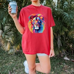 Vibrant Leo Watercolor Comfort Tee Artistic Zodiac Lion