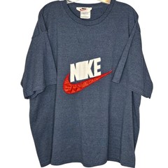 VTG 90s Nike Center Swoosh TShirt XXXL Blue Big Logo Satin Spellout White Tag 3X