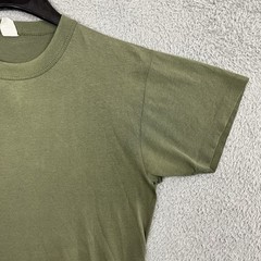 VTG Army Green T Shirt Single Stitch Olive MZRS 16.5” PTP Military Distress 70s