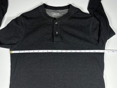 Eddie Bauer Thermal Henley Men M Gray Waffle Knit Outdoor Casual Layer Shirt