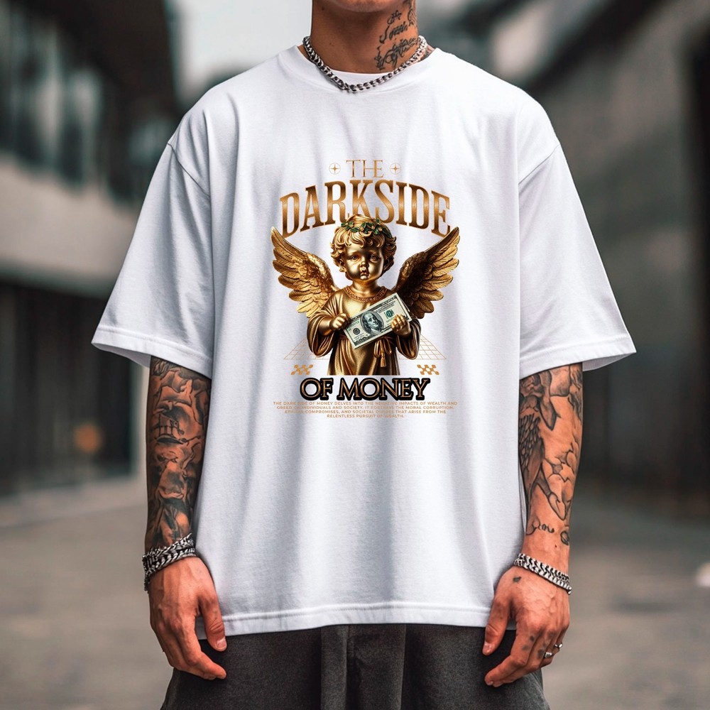 DarkSide Of Money Black Cotton T Shirt All Season