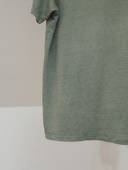 Wool & Co Men’s Khaki Green Linen Solid Tee Shirt Size L Made in Italy