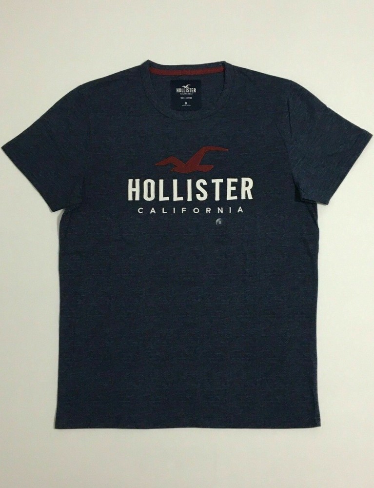 Hollister Men’s Applique Graphic T-Shirt Crew Neck Logo Tee Size XS S M L XL XXL