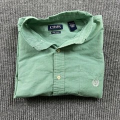 Chaps Mens XL Easy Care Long Sleeve Button Up Pocket Casual Green Shirt