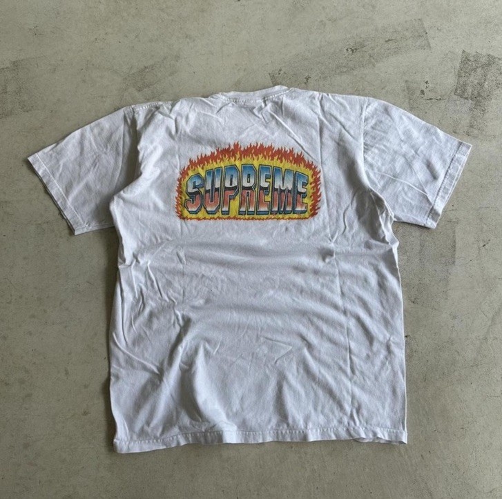 Supreme Streetwear Skater Graphic Chrome Flames Tee Size Medium