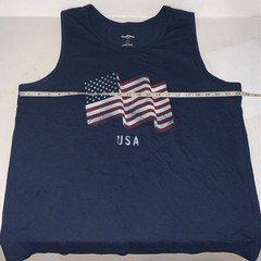tank top NAVY Blue USA flag print Soft feel Goodfellow Cotton Blend LARGE size