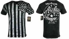 ARCHAIC by AFFLICTION Men’s T-Shirt NATION Skull Wings US Flag Black S-4XL $40