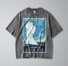 100% Cotton Tee – Unisex Retro Oversized Fit – Yellowstone National Park Print