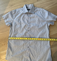 Gucci Luxury Short Sleeve Button Up Shirt Men’s 15 3/4 (40) Gray Made in Italy