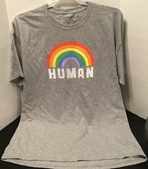 Human Rainbow Pride LGBTQ Fifth Sun Adult Medium, Large or XL Heather Gray Shirt