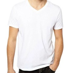 Mens 100% Cotton Casual T-Shirt Black White Short Sleeve Tee Crew Neck V-Neck