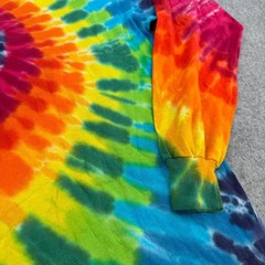 HL Miller Gold Mens Tie Dye Long Sleeve Shirt Rainbow Spiral Cotton Medium USA