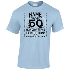 Men’s 50th Birthday T-Shirt Gift Add Name Age and Year Of Birth Customise