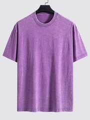 Basic Vintage Washed Distressed Drop Shoulder Colorful Cotton 230G T-Shirt