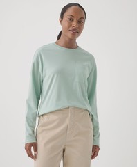 Pact Women’s Softspun Long Sleeve Pocket Tee Medium Surf Spray Top