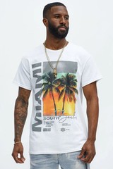 Fashion Nova Mens Miami South Beach Live White Shirt New S-3XL
