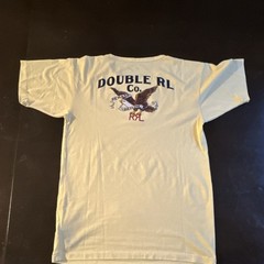 RRL Ralph Lauren Double RL Graphic Logo T-Shirt Beige Cotton Blend Men’s Size S