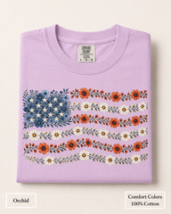 Floral American Flag Comfort Colors Shirt