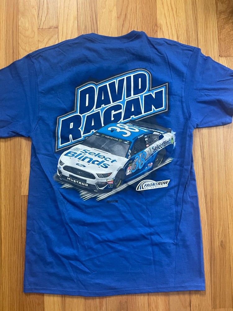 Nascar David Ragan #38 Mustang Racing T-Shirt M Blue Select Blinds Front Row