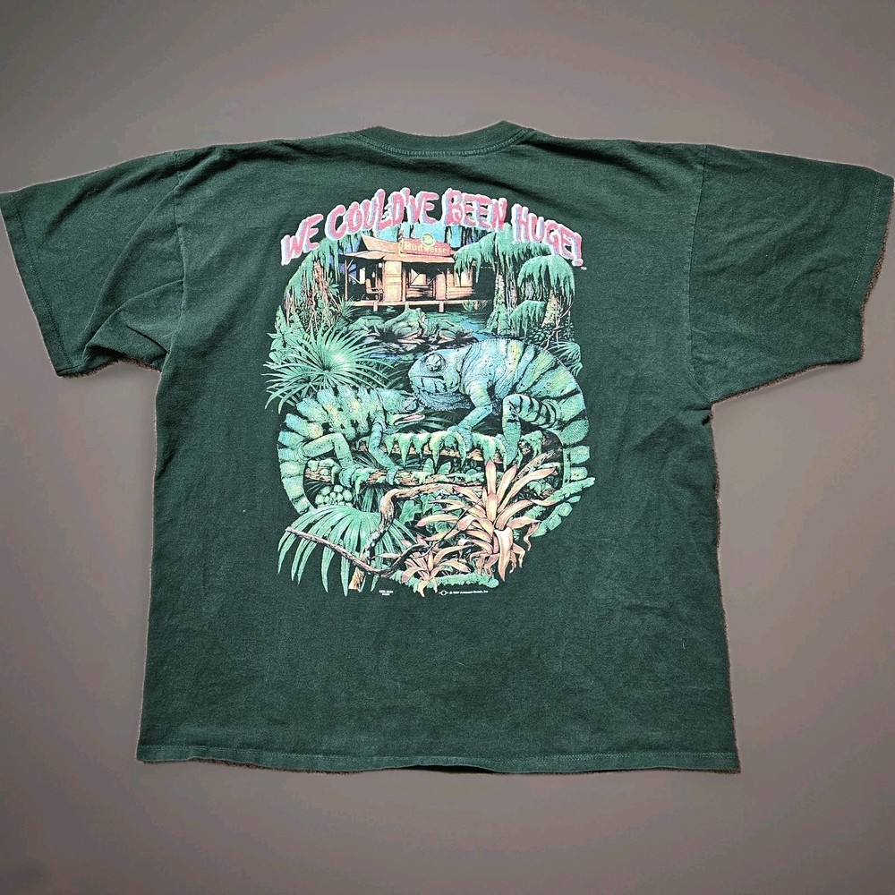 Vtg Gildan Budweiser 1997 XXL We Could’Ve Been Huge Iguana Shirt Mens 2XL Green
