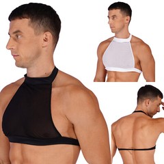 Mens Crop Tops Sexy Shirts See Through Tank Vest Camisole Undershirt Nightwear