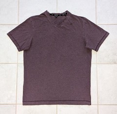 Public Rec Men’s Medium Shirt Burgundy Stretch V Neck Tee Short Sleeve Stretch