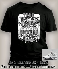 True Hustlers Graphic Sneaker Tee Shirt To Match Jordan 4 White Cement Shoe Hip
