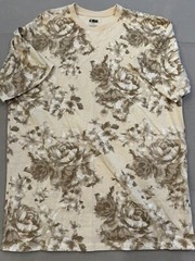 CSG. T Shirt Men’s Extra Large Beige Floral 100% Cotton Everyday Basic Tee