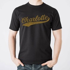 Charlotte City Baseball Script – Sports Team Hometown Baseball T-Shirt – Black