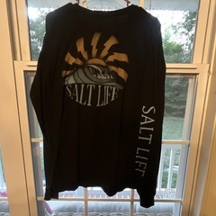 Salt Life Men’s Black Long Sleeve Crew Neck Graphic Print T-Shirt, Size XL