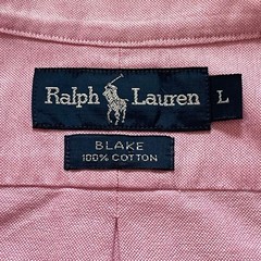 Ralph Lauren BLAKE Oxford Shirt L Short Sleeve Blue Stripes Used For 14Y+ Japan