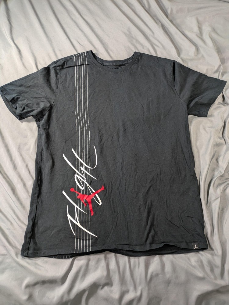 Nike Air Jordan Shirt Mens XL Black Flight Script Spellout Jumpman Wraparound