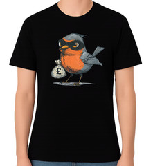 Robin With Money Bag Funny Rob Robbing Bank British Bird Graphic Unisex T-Shirt