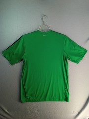 Adidas Mens Shirt Medium Green Short Sleeve Black 3 Striped Performance Pullover