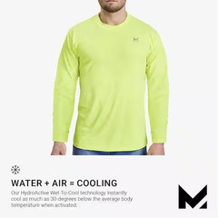 Mission 5494 Hi Vis Yellow XL Long Sleeve Cooling Shirt UPF50 Workwear