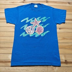 Vintage 90s Sea Shells Starfish Sand Ocean Beach Graphic T-Shirt USA – Large