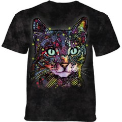 Watchful Cat Russo Unisex Adult T-Shirt The Mountain 100% Cotton Grey