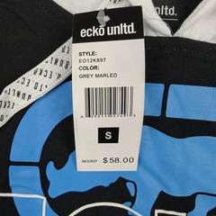 Ecko Unltd Hooded Shirt Mens Small Grey Marled Rhino Graphic Tee Colorblock New