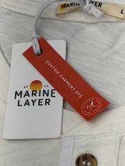 Marine Layer Long Sleeve Henley Shirt Ivory 100% Cotton Custom Dye Mens L NEW