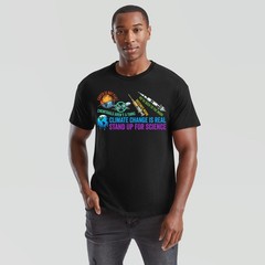 Stand Up For Science Mens T Shirt Funny Anti Conspiracy Vaccines Climate Tee
