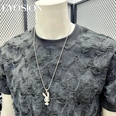 Men Distressed Ripped Star T-Shirt Tie Dye Short Sleeve Streetwear Hip Hop Tee