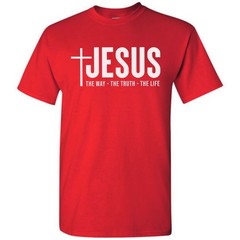 Jesus Christ Cross The Way Truth Life T-Shirt Faith in God Christian Bible Tee