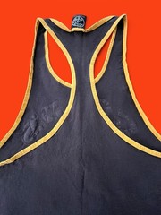 Vintage Gold’s Gym Muscle Joe Stringer Tank Top “OLD JOE” Graphic Blk/Yellow XL+